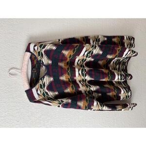 VTG 90s Structure Aztec Geometric Knit Cotton Blend Sweater Size Large Oversized